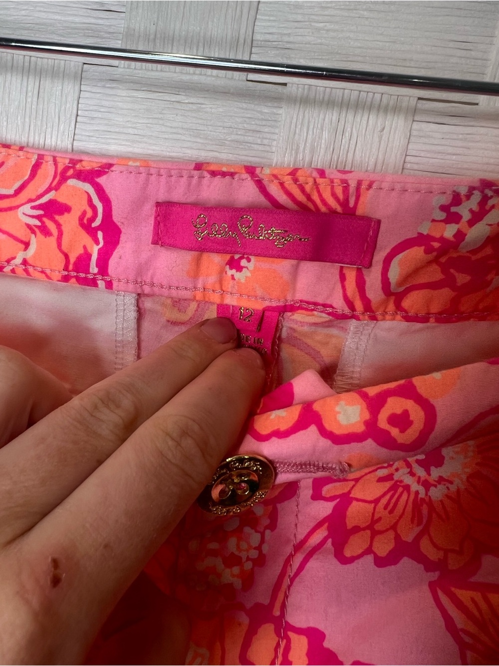 Lilly Pulitzer Pink & Orange Floral Scallop Hem Shorts - Picture 5 of 11